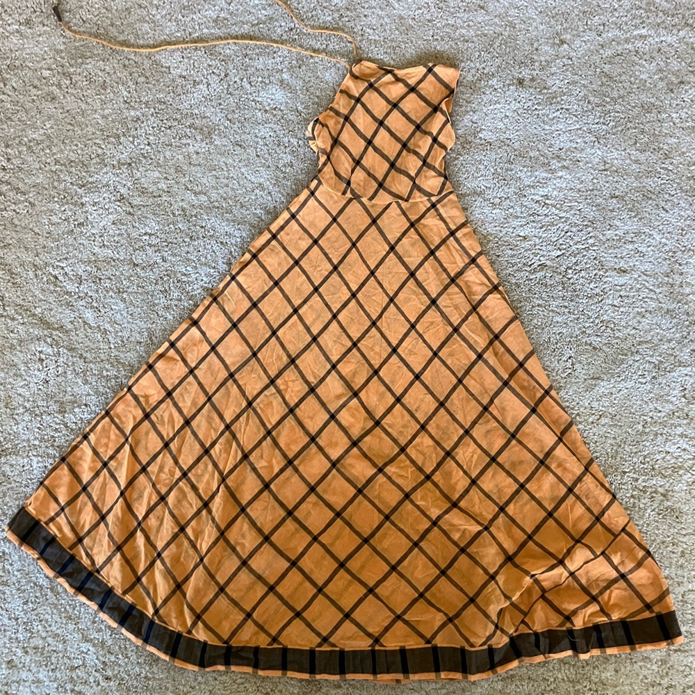 Vintage Antique Orange Autumn One Shoulder Tie Shoulder Asymmetrical Dress